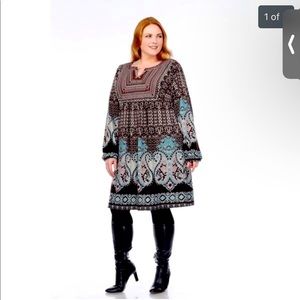 White Mark Phebe embroidered boho sweater dress 1x